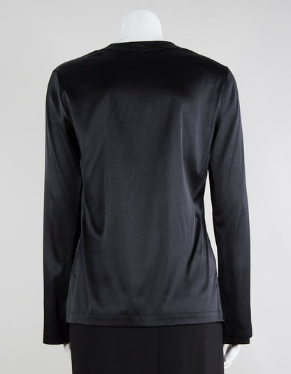 Elie Tahari Black Silk Tunic Blouse With Bell Style Sleeves Size Small