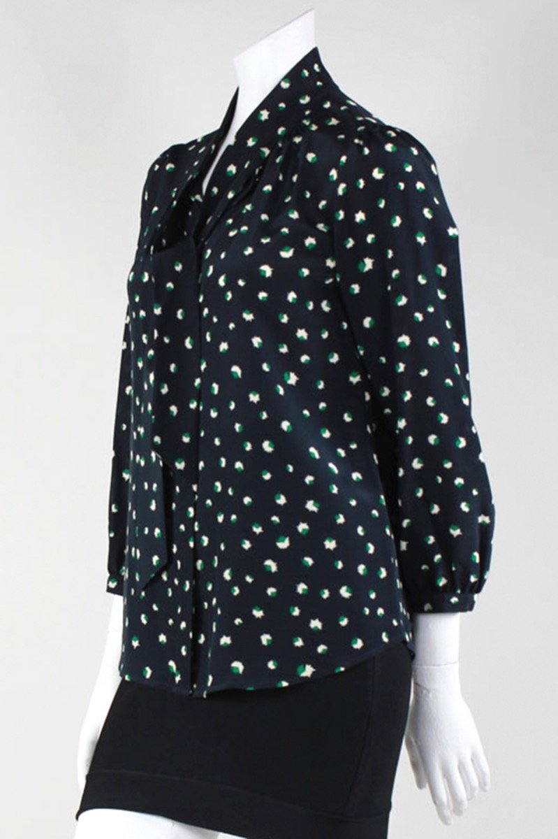Marc Jacobs Long Sleeve Button Down Blouse With Jabot Tie Collar Size 6