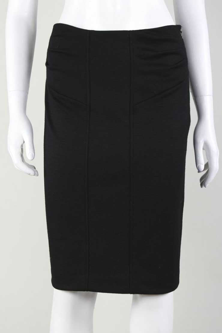 Diane Von Furstenberg Black Pencil Skirt With Front Pleatingsize 6