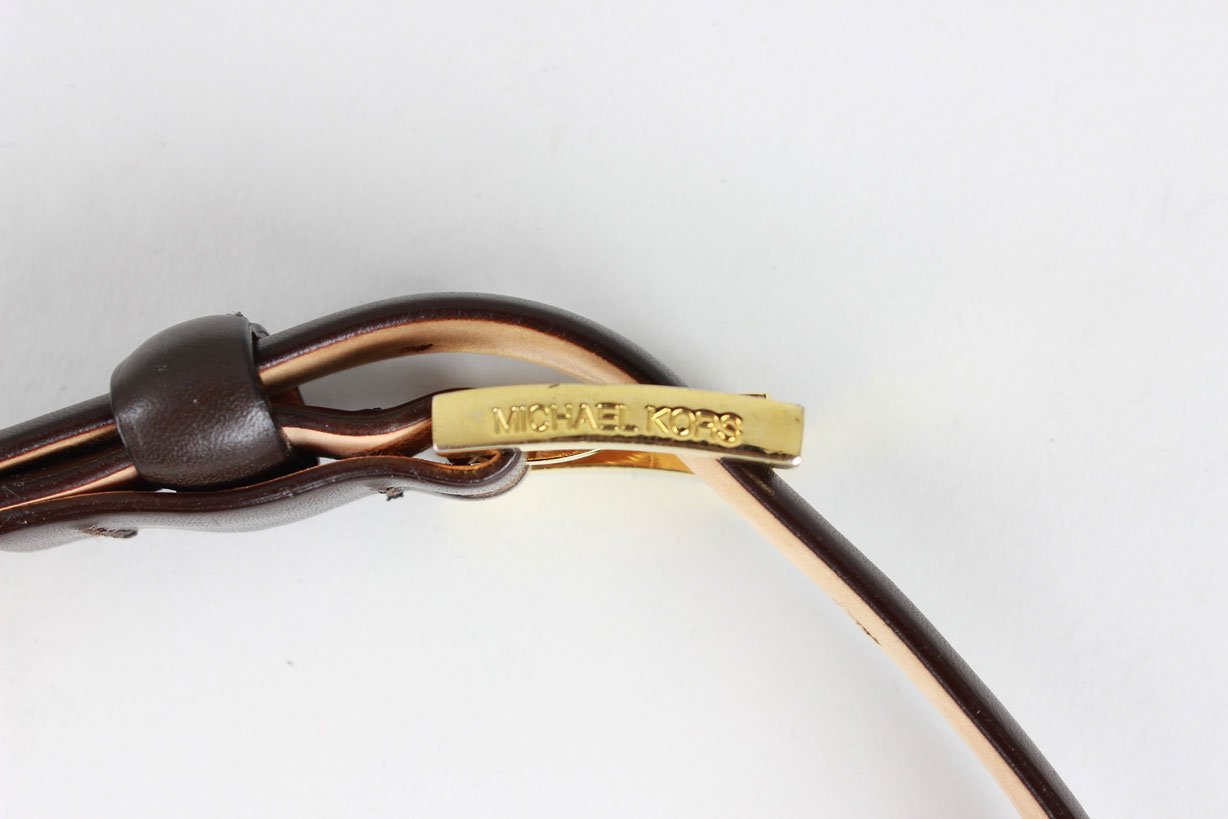 Michael Kors Brown Leather Waist Belt With Gold Tone Buckle Size 2