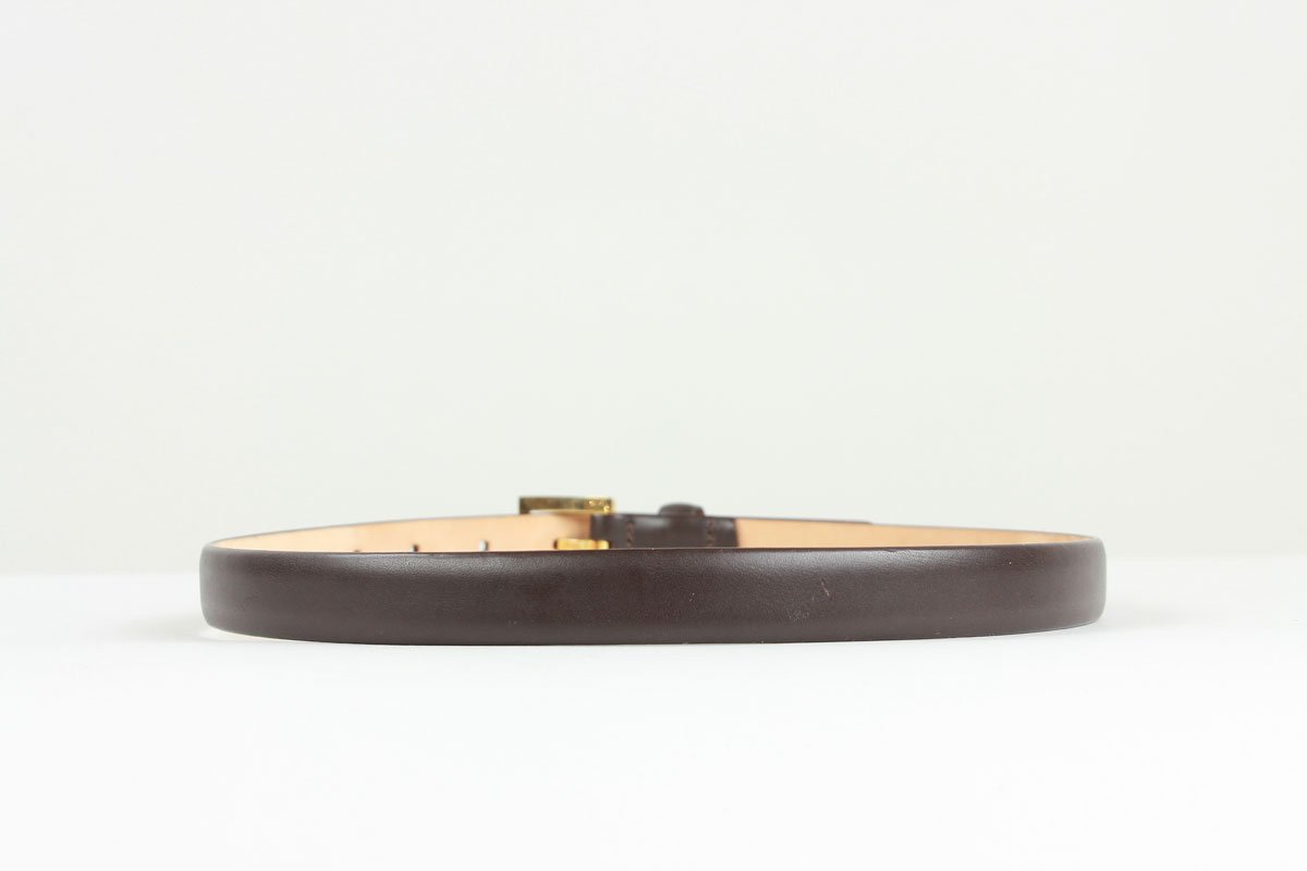 Michael Kors Brown Leather Waist Belt With Gold Tone Buckle Size 2