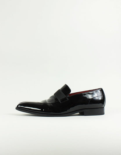 Boss Hugo Boss Black Patent Leather Slip On Tuxedo Shoes Size 12