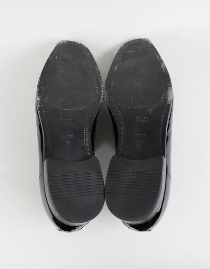Boss Hugo Boss Black Patent Leather Slip On Tuxedo Shoes Size 12