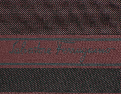 Salvatore Ferragamo Burgundy And Black Stripe Cashmere Scarf