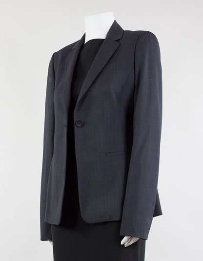 Elie Tahari Steffi Navy One Button Two Front Slit Pockets Single Vent Collared Blazer Size 6
