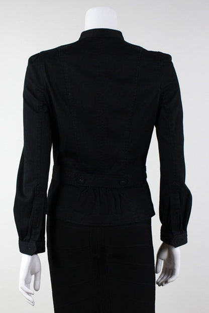 Marc Jacobs Structured Button Up Blazer With Front Side Pockets Rear Button Closure And Pleating At Center Back Size 4