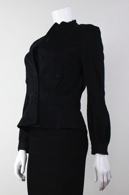 Marc Jacobs Structured Button Up Blazer With Front Side Pockets Rear Button Closure And Pleating At Center Back Size 4