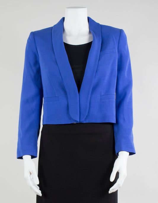 Alice + Olivia Cropped One Button Shawl Collar Blazer Small