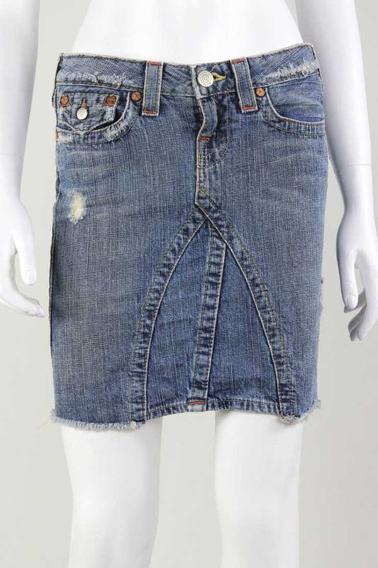 True Religion Joey Denim Mini Skirt Size 27 US