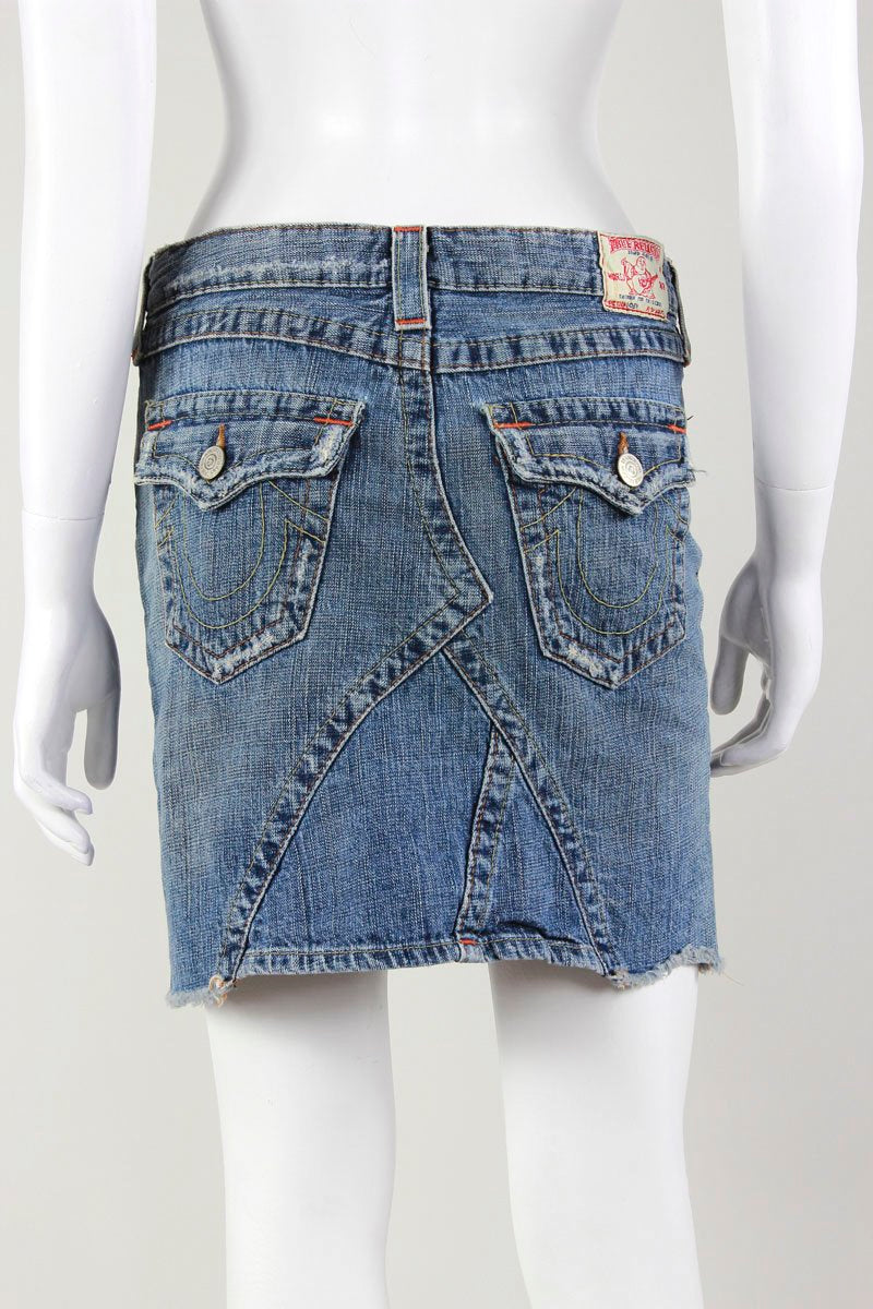True Religion Joey Denim Mini Skirt Size 27 US