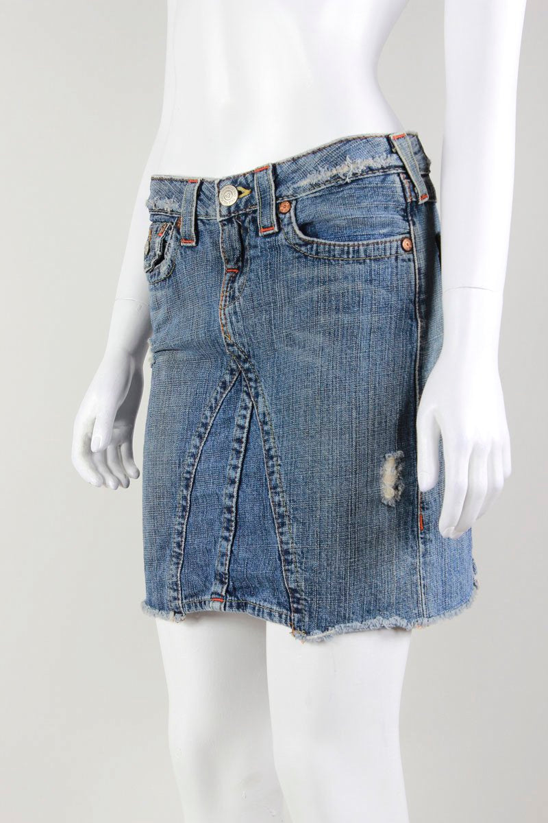 True Religion Joey Denim Mini Skirt Size 27 US