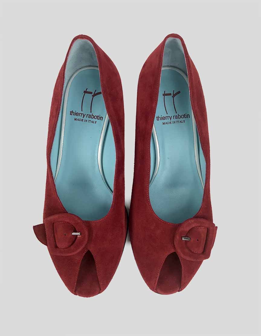 Thierry Rabotin Red Suede Pumps