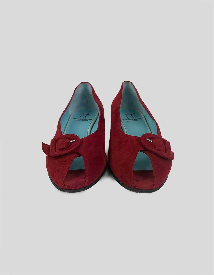 Thierry Rabotin Red Suede Pumps