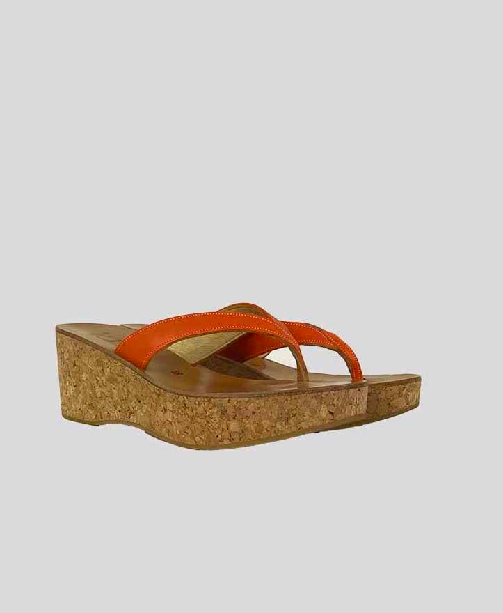K Jacques Diorite Thong Wedge Sandals With Orange Leather Thong - 39 IT | 9 US