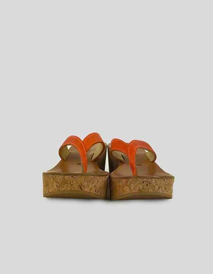 K Jacques Diorite Thong Wedge Sandals With Orange Leather Thong - 39 IT | 9 US