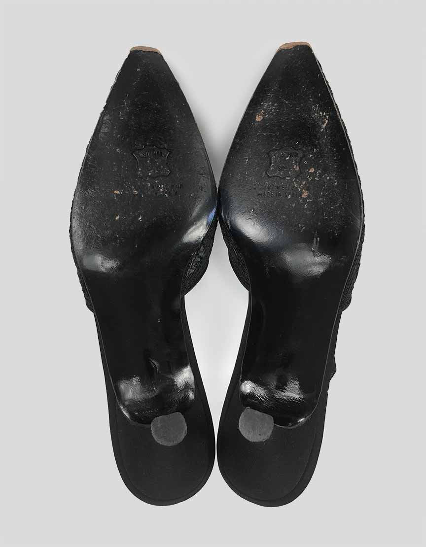 Stuart Weitzman Black Evening Jeweled Slingbacks-  8.5M US
