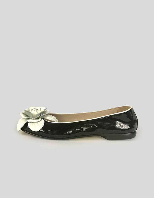 Taryn Rose Black Patent Leather Ballerina Flats 38 It