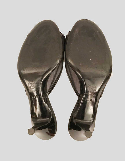 Chanel Open Toe Black Kitten Heel Mules - 38.5 IT