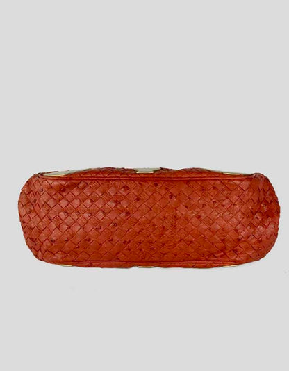 Bottega Veneta Brick Leather Handle Bag With Antiqued Brass Hardware