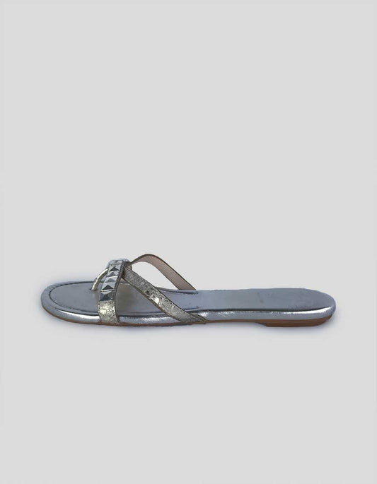 Vince Camuto Signature Silver Flip Flop Sandals - 38 IT