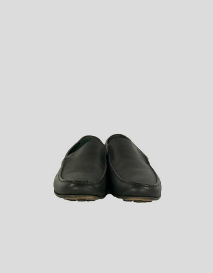 Giorgio Armani Slip On Driving Shoes In Black Leather 43.5 It