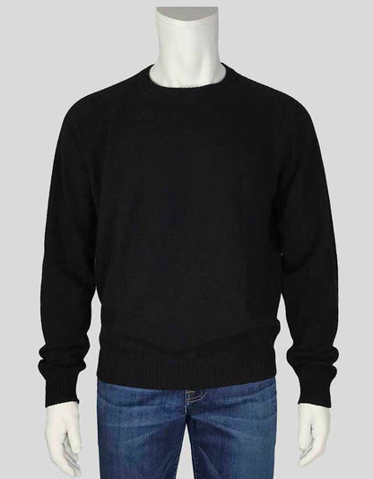 Theory Black Crewneck Cashmere Sweater With Ribbing At Neck Waist And Wrists X Large