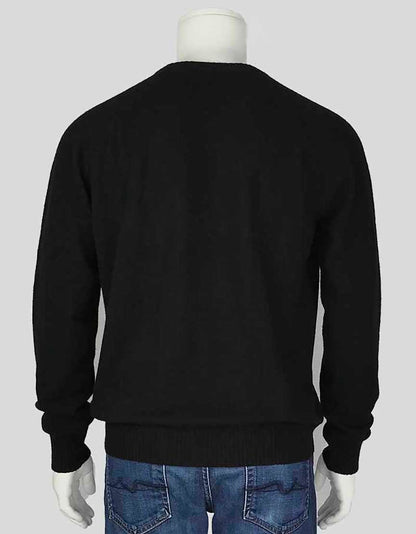 Theory Black Crewneck Cashmere Sweater With Ribbing At Neck Waist And Wrists X Large