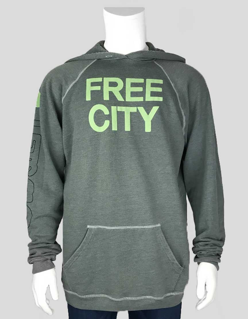 Free City Green Pullover Hoodie With Front Pocket Size 3