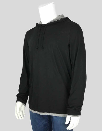 Vince Double Layer Long Sleeve T Shirt Hoodie Size Large