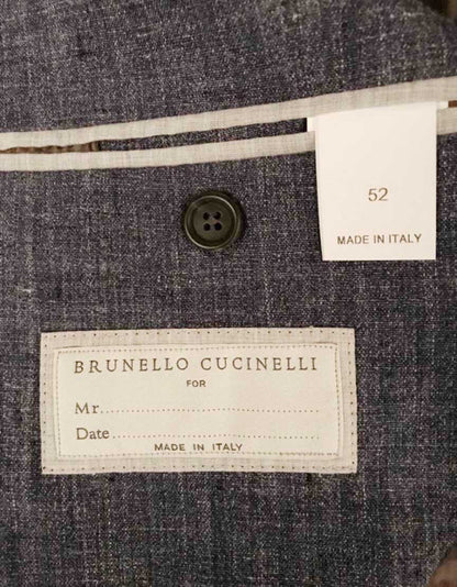 Brunello Cucinelli Blue Linen Three Button Front Blazer 52 It
