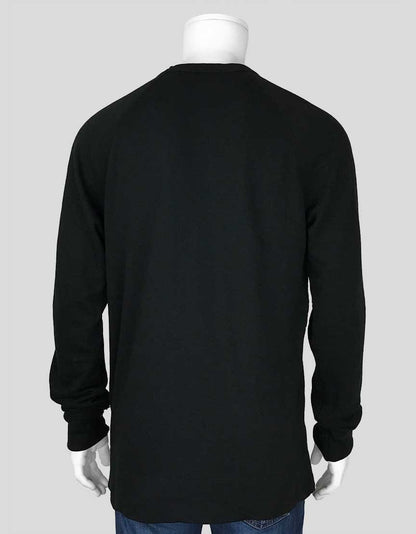 James Perse Long Sleeve Black Crewneck Light Weight Fleece Sweatshirt Size 3