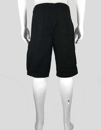 James Perse Black Flat Front Cargo Shorts With Drawstring Waist Size 3