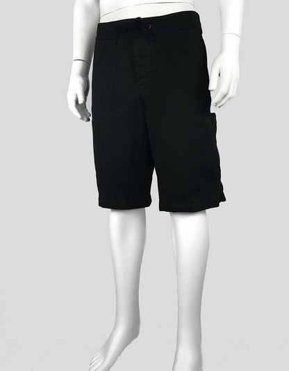 James Perse Black Flat Front Cargo Shorts With Drawstring Waist Size 3