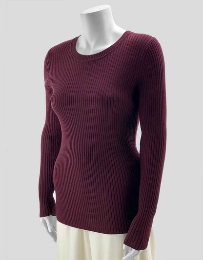 St John Burgundy Crewneck Wool Sweater Size Small