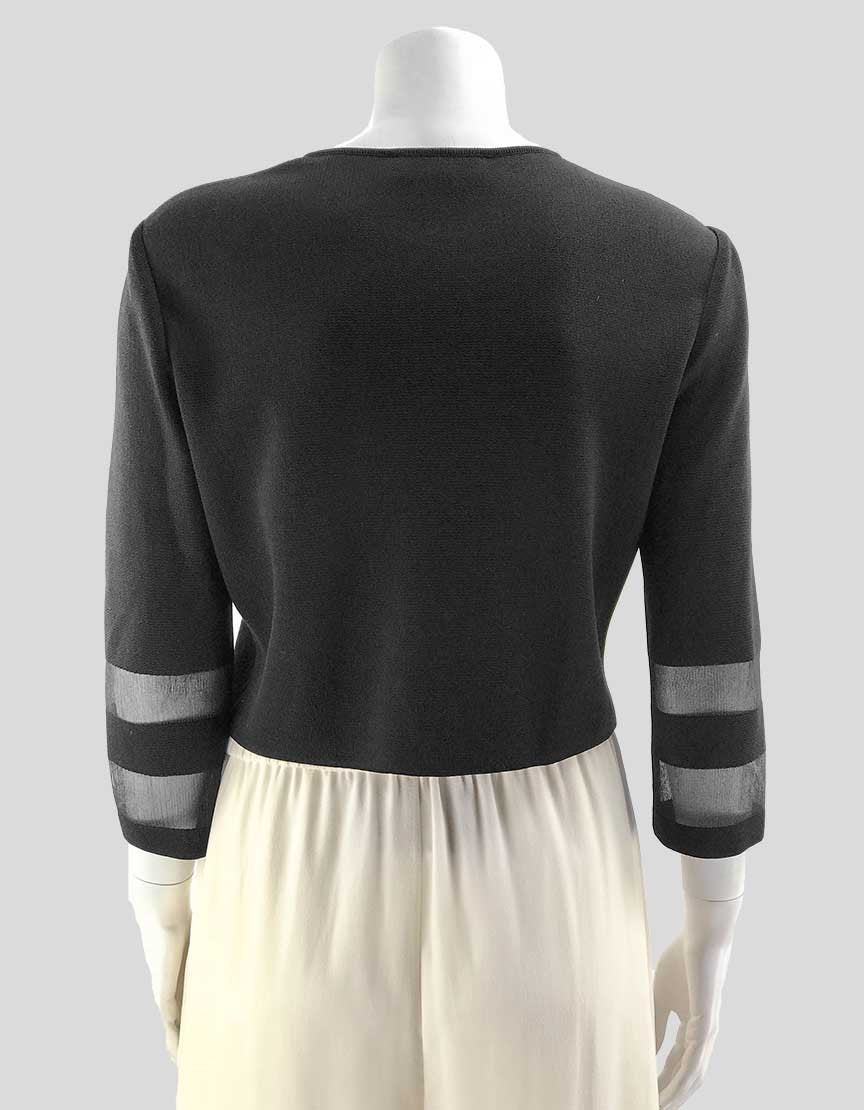 St John Black Cropped Knit Cardigan With Rhinestone Buttons Size Small