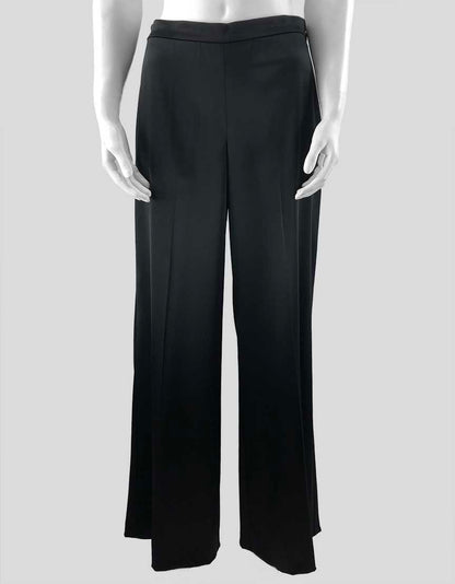 St John Black Satin Wide Leg Evening Pants Size 4 US