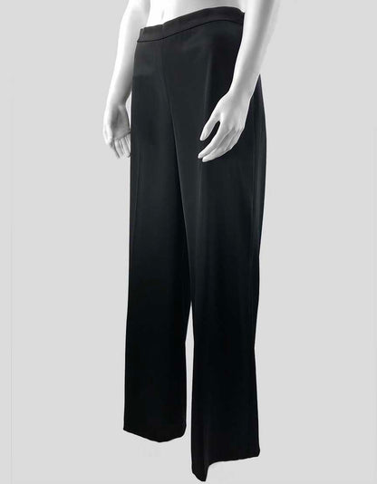 St John Black Satin Wide Leg Evening Pants Size 4 US