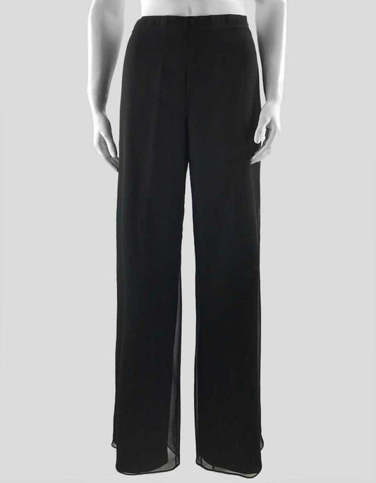 St John Black Silk Georgette Wide Leg Evening Pants Size 4 US