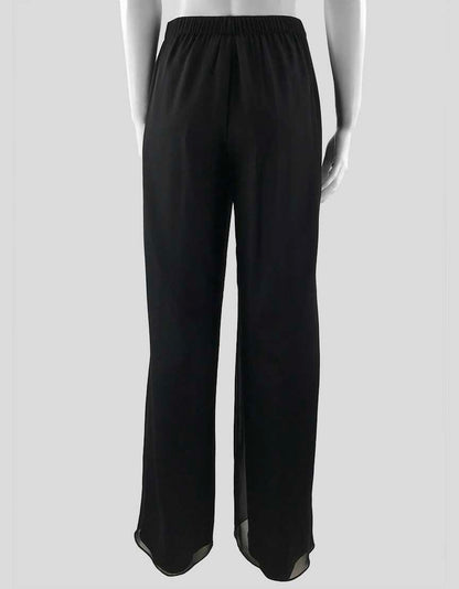 St John Black Silk Georgette Wide Leg Evening Pants Size 4 US