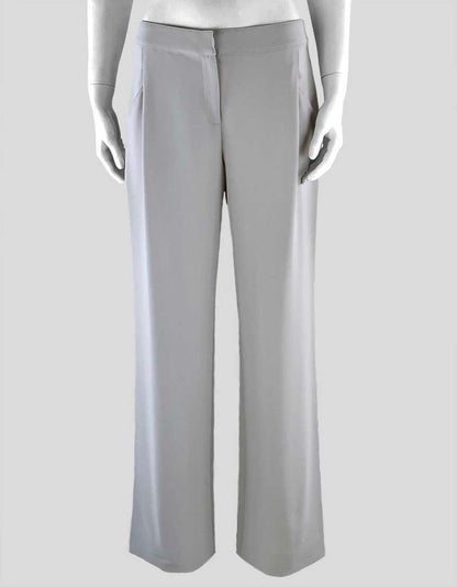 St John Grey Wide Leg Zipper Front Banded Waistband Pants Size 4 US