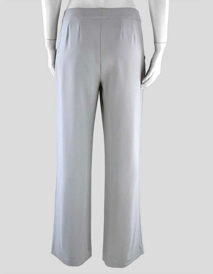 St John Grey Wide Leg Zipper Front Banded Waistband Pants Size 4 US