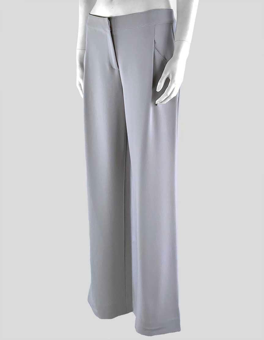 St John Grey Wide Leg Zipper Front Banded Waistband Pants Size 4 US