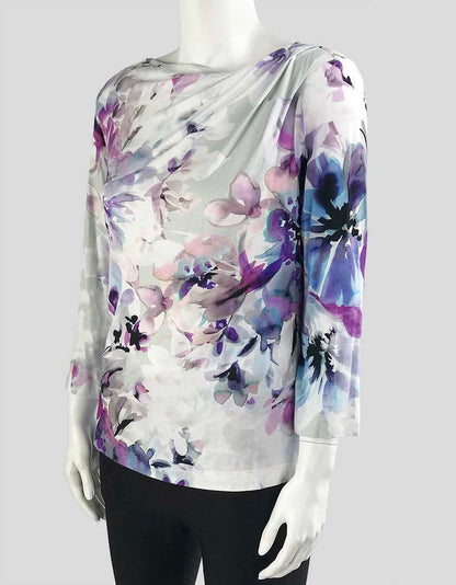 St John Floral Design Three Quarter Length Sleeve Top Size Small