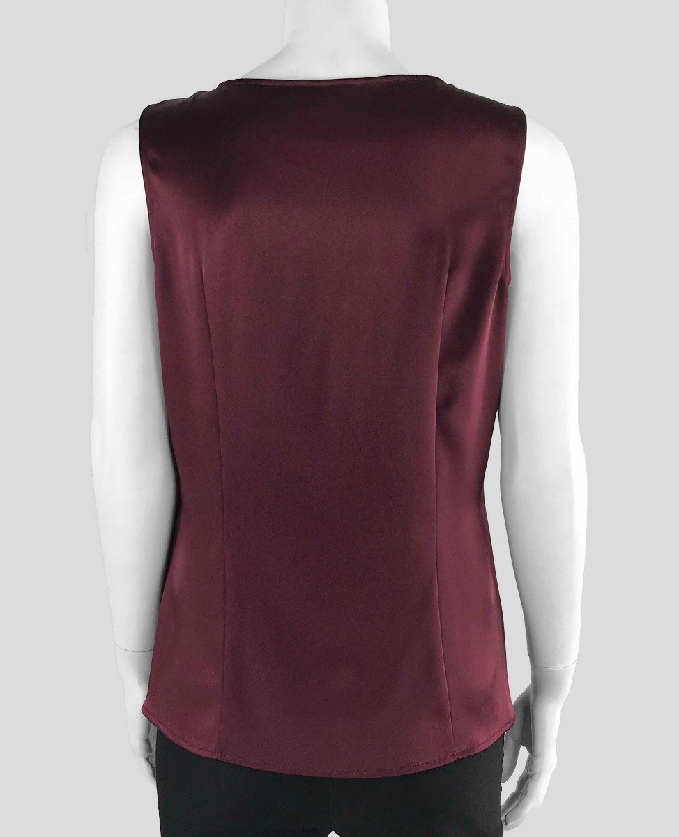 St John Burgundy Scoop Neck Sleeveless Shell Tank Top Size Small