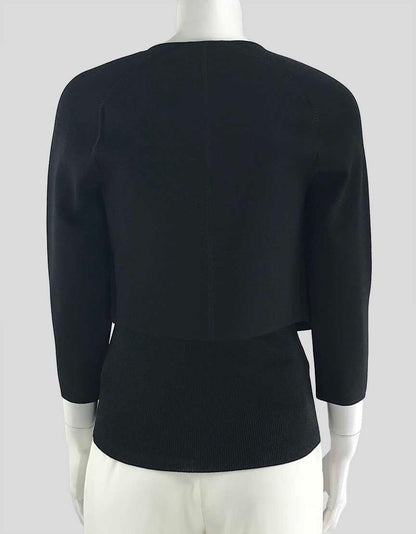 Oscar De La Renta Black Button Front Knit Cardigan Size Medium