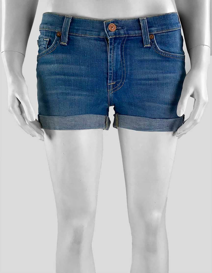  7 FOR ALL MANKIND rolled and cuffed denim shorts - 24 US