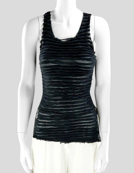 Wayne Women's Black Open Weave Stretch Cotton Tank Top With Scoop Neck Size X-Small