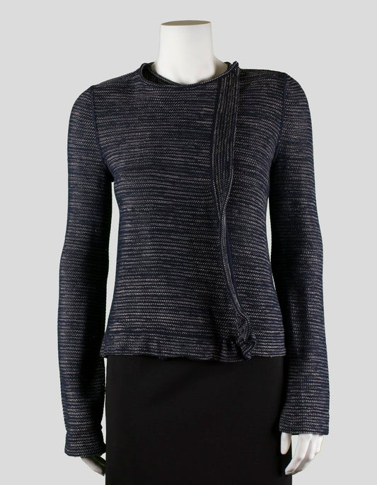 Emporio Armani Navy Blue Knit Long Sleeved Cardigan - 44 IT |  8 US