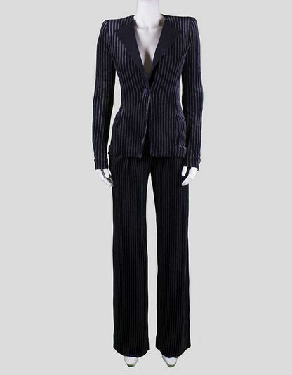 Emporio Armani Blue And Grey Striped Pant Suit Size 42 38
