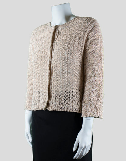 Emporio Armani Peach And Metallic Snap Front Soft Shoulder Cardigan Size 38